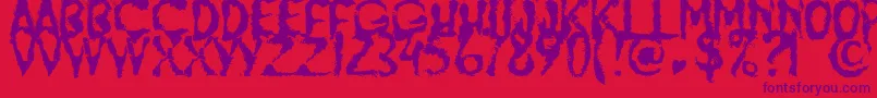 Fonte JumpBurnIp2012 – fontes roxas em um fundo vermelho