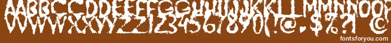 JumpBurnIp2012-fontti – valkoiset fontit ruskealla taustalla