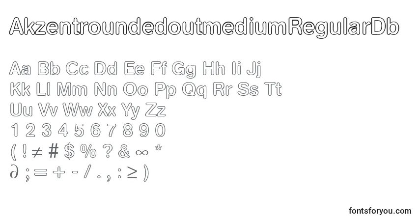 A fonte AkzentroundedoutmediumRegularDb – alfabeto, números, caracteres especiais