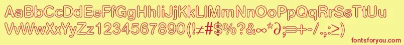AkzentroundedoutmediumRegularDb-Schriftart – Rote Schriften auf gelbem Hintergrund