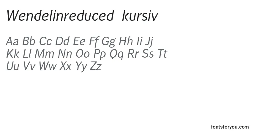Czcionka Wendelinreduced56kursiv – alfabet, cyfry, specjalne znaki