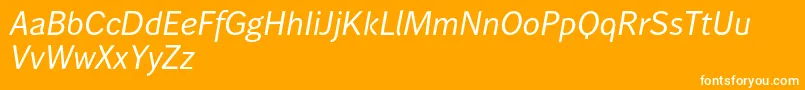 フォントWendelinreduced56kursiv – オレンジの背景に白い文字