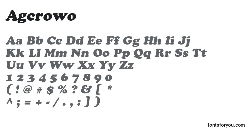 Schriftart Agcrowo – Alphabet, Zahlen, spezielle Symbole