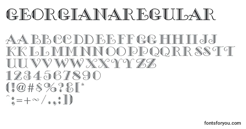 A fonte GeorgianaRegular – alfabeto, números, caracteres especiais