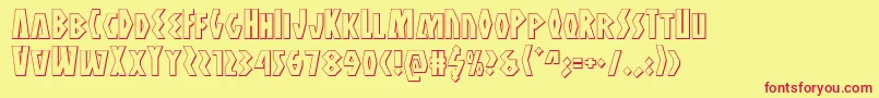 Antikythera3D-Schriftart – Rote Schriften auf gelbem Hintergrund