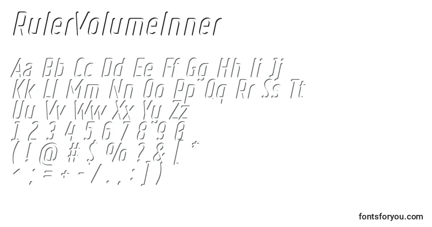 Czcionka RulerVolumeInner – alfabet, cyfry, specjalne znaki
