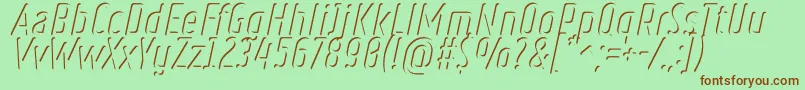Fonte RulerVolumeInner – fontes marrons em um fundo verde