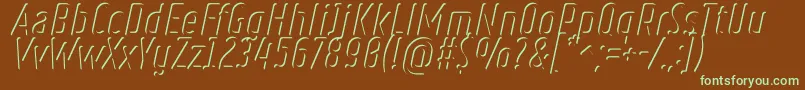 フォントRulerVolumeInner – 緑色の文字が茶色の背景にあります。
