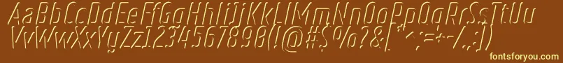 RulerVolumeInner-fontti – keltaiset fontit ruskealla taustalla