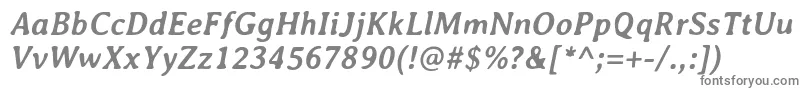 AveriaBolditalic-fontti – harmaat kirjasimet valkoisella taustalla