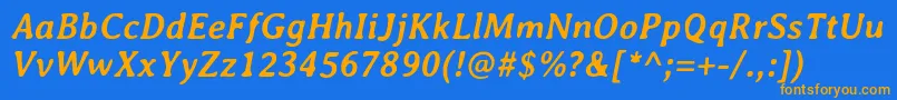AveriaBolditalic Font – Orange Fonts on Blue Background