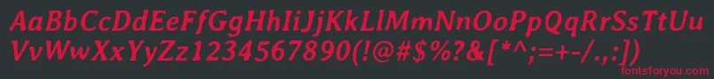 フォントAveriaBolditalic – 黒い背景に赤い文字