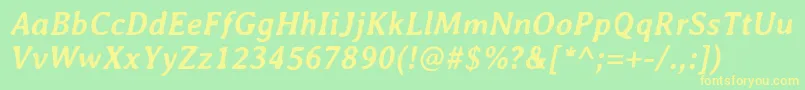 AveriaBolditalic Font – Yellow Fonts on Green Background