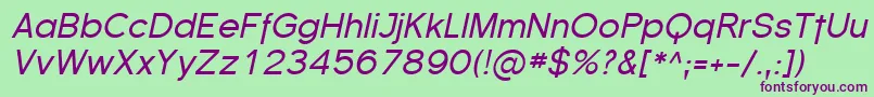 フォントFlorencesansItalic – 緑の背景に紫のフォント