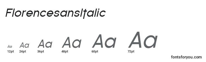 Размеры шрифта FlorencesansItalic