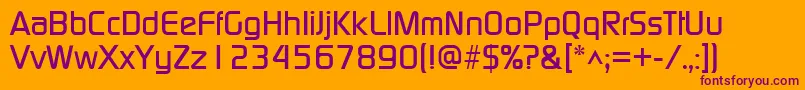 ModaerneRegular-Schriftart – Violette Schriften auf orangefarbenem Hintergrund