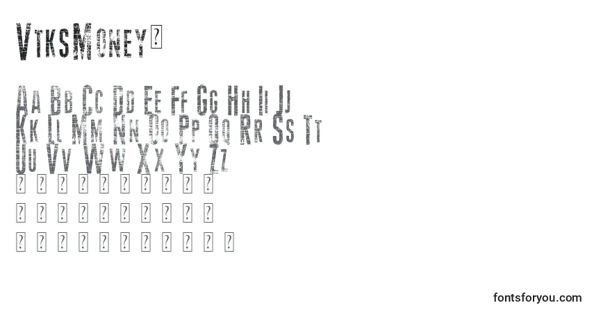 Czcionka VtksMoney2 – alfabet, cyfry, specjalne znaki