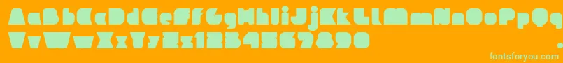 IdeomapseudoV2-Schriftart – Grüne Schriften auf orangefarbenem Hintergrund