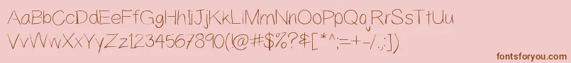 フォントYahfieLight – ピンクの背景に茶色のフォント
