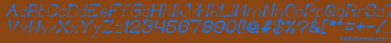 DeliciousKetchupItalic-Schriftart – Blaue Schriften auf braunem Hintergrund