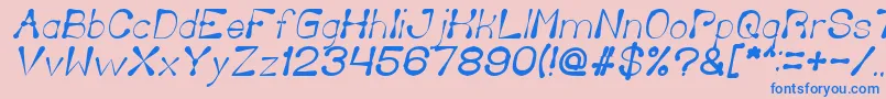 DeliciousKetchupItalic-Schriftart – Blaue Schriften auf rosa Hintergrund