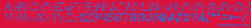 DeliciousKetchupItalic-Schriftart – Blaue Schriften auf rotem Hintergrund