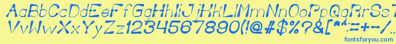 DeliciousKetchupItalic Font – Blue Fonts on Yellow Background