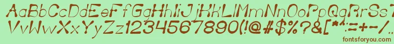 Fonte DeliciousKetchupItalic – fontes marrons em um fundo verde