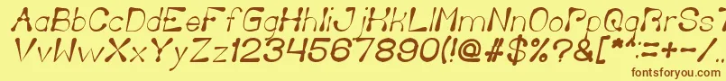 fuente DeliciousKetchupItalic – Fuentes Marrones Sobre Fondo Amarillo