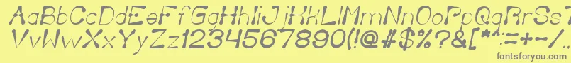 DeliciousKetchupItalic-fontti – harmaat kirjasimet keltaisella taustalla