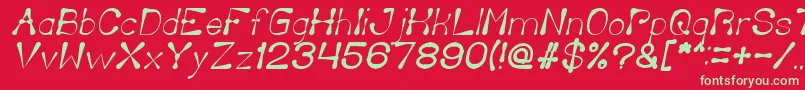 フォントDeliciousKetchupItalic – 赤い背景に緑の文字