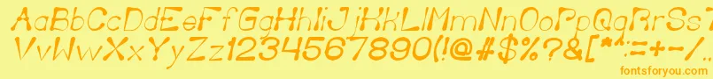 Fonte DeliciousKetchupItalic – fontes laranjas em um fundo amarelo
