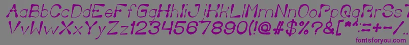フォントDeliciousKetchupItalic – 紫色のフォント、灰色の背景
