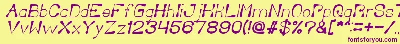 DeliciousKetchupItalic Font – Purple Fonts on Yellow Background