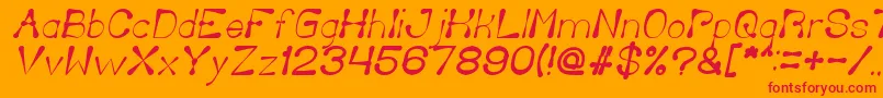 DeliciousKetchupItalic-Schriftart – Rote Schriften auf orangefarbenem Hintergrund