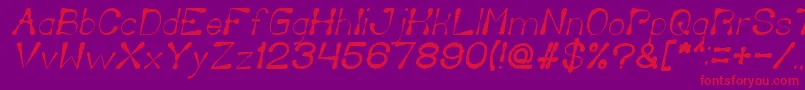 DeliciousKetchupItalic-Schriftart – Rote Schriften auf violettem Hintergrund