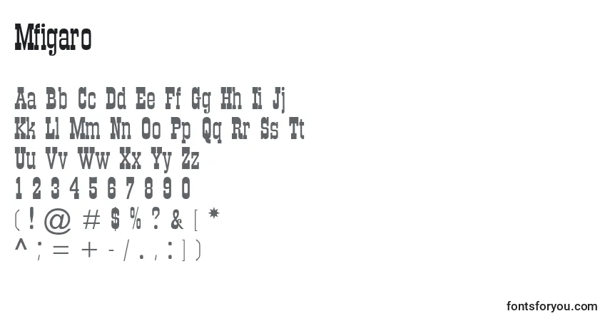 A fonte Mfigaro – alfabeto, números, caracteres especiais