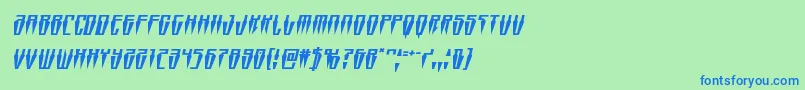 Swordtoothsquatital-Schriftart – Blaue Schriften auf grünem Hintergrund