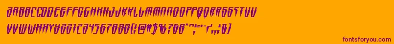 Swordtoothsquatital-Schriftart – Violette Schriften auf orangefarbenem Hintergrund
