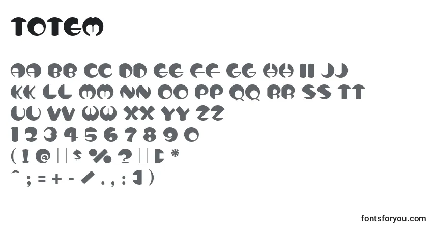 A fonte Totem – alfabeto, números, caracteres especiais