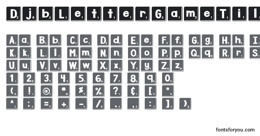 A fonte DjbLetterGameTiles3 – alfabeto, números, caracteres especiais