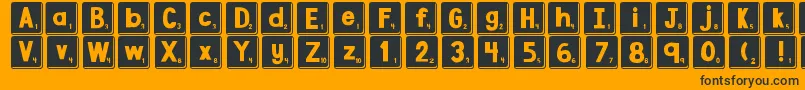 DjbLetterGameTiles3 Font – Black Fonts on Orange Background