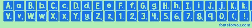 DjbLetterGameTiles3 Font – Blue Fonts on Green Background