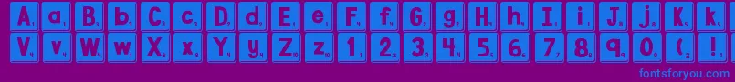 Fonte DjbLetterGameTiles3 – fontes azuis em um fundo violeta