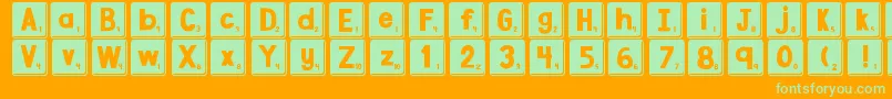 DjbLetterGameTiles3-fontti – vihreät fontit oranssilla taustalla