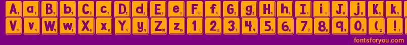 Fonte DjbLetterGameTiles3 – fontes laranjas em um fundo violeta