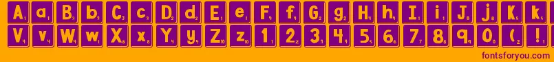 DjbLetterGameTiles3 Font – Purple Fonts on Orange Background