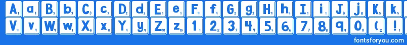 DjbLetterGameTiles3 Font – White Fonts on Blue Background