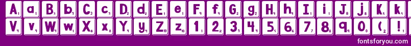 DjbLetterGameTiles3 Font – White Fonts on Purple Background