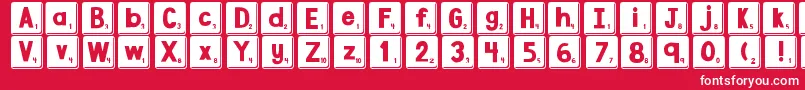 Czcionka DjbLetterGameTiles3 – białe czcionki na czerwonym tle